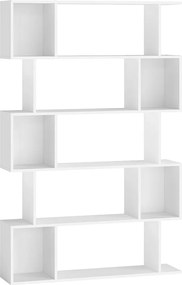 Estante em forma de S com 5 prateleiras abertas 24 x 90 x 159 cm Branco