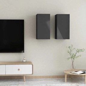 vidaXL Móveis de TV 2 pcs derivados de madeira cinzento brilhante