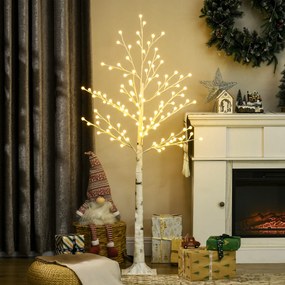 HOMCOM Árvore Sintética Altura 150cm com 120 Luzes LED IP44 Ajustável em 3 Modos Ramos Flexíveis e Base de Candeeiro Árvore de Decoração de Natal para Interiores 20x20x150cm Branco