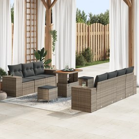 Conjunto de Sofás de Jardim vidaXL de 10 Peças com Almofadas Cinza Rat