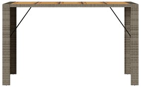 Mesa de bar para jardim com tampo em acácia vime PE cinza