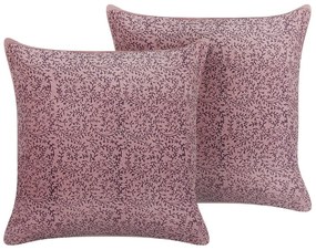 Conjunto de 2 almofadas em decorativas 45 x 45 cm em veludo rosa ROMNEYA Beliani