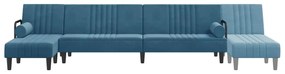 Sofá-cama em forma de L 260x140x70 cm veludo azul