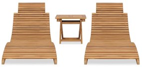 3 pcs conj. lounge de jardim dobrável madeira de teca maciça