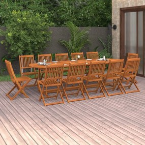 13 pcs conjunto de jantar para jardim 280x90x75cm acácia maciça