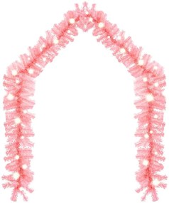 Grinalda de Natal com luzes LED 10 m cor-de-rosa