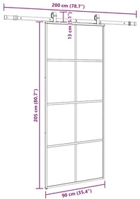 Porta deslizante c/ conj. ferragens 90x205cm vidro ESG preto