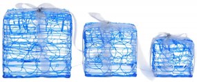 Caixas presentes Natal decorativas 3 pcs acrílico branco frio