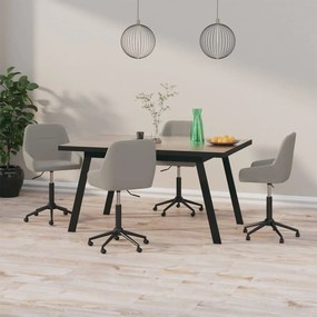 vidaXL Cadeiras de jantar giratórias 4 pcs veludo cinzento-claro