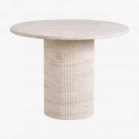 Mesa De Jardim Redonda Ø100 Cm Em Cimento Com Aparência De Travertino Velia Look Travertino - Sklum