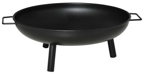 Outsunny Braseiro Exterior Ø58x23 cm Braseiro Redondo com Alças de Transporte 3 Pés e Estrutura de Metal para Fogueira Lenhas Terraço Jardim ao Ar Livre Preto