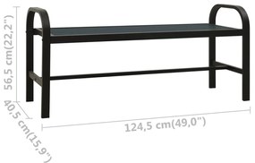 Banco de jardim 124,5 cm aço e WPC preto