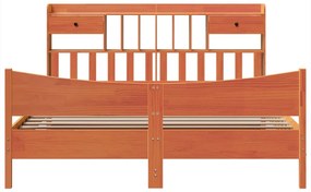 Cama sem colchão 200x200 cm pinho maciço castanho-mel
