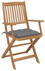 Cadeiras de exterior dobráveis c/ almofadões 8pcs acácia maciça