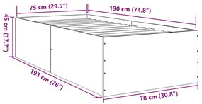 Estrutura de cama 75x190 cm derivados de madeira cinza cimento