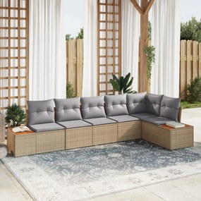 vidaXL Conjunto de Sofá de Jardim de 6 Peças com Almofadas Bege Vime Acácia
