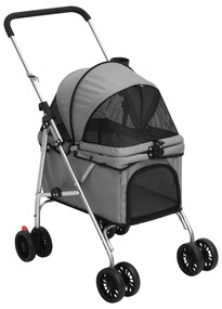 Carrinho dobrável para cães 76x50x100 cm tecido oxford cinzento