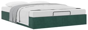 Estrutura de cama otomana sem colchão 140x200 cm verde escuro
