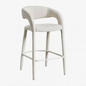 Pack De 4 Bancos Altos 75 Cm Estofados Arazeina Bouclé Branco - Sklum