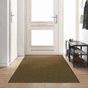 vidaXL Tapete de Entrada Marrom e Preto 120 x 400 cm Poliamida e PVC