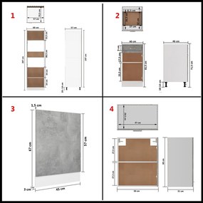 7 pcs conj. armários de cozinha contraplacado cinzento cimento