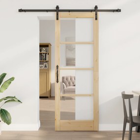 vidaXL Porta Deslizante com Conjunto de Hardware 'ORKDAL'Madeira Sólida e Vidro
