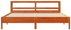 Cama sem colchão 200x200 cm pinho maciço castanho-mel