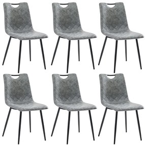 vidaXL Cadeiras de jantar 6 pcs couro artificial cinzento-escuro