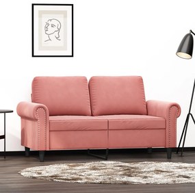 vidaXL Sofá de 2 lugares veludo 120 cm rosa