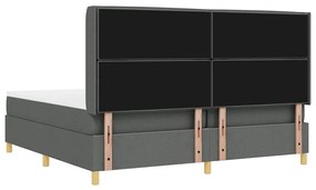 Cama Box Spring vidaXL com Colchão e LED Cinza Escuro 200x200 cm Tecid