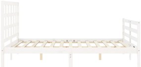 Estrutura de cama com cabeceira 160x200 cm madeira maciça