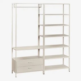Guarda-roupa Modular Aberto Janine De 2 Peças Com Gavetas E Prateleiras De Aço Tapioca Bege - Sklum