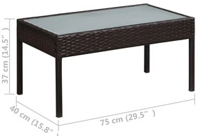 5 pcs conjunto lounge jardim c/ almofadões vime PE castanho