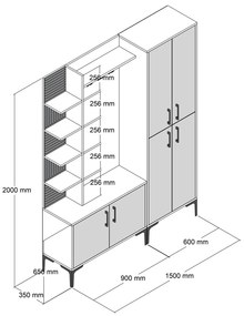 Hall Stand Viyana Da – Nogueira e Travertino – 150x200x35 cm