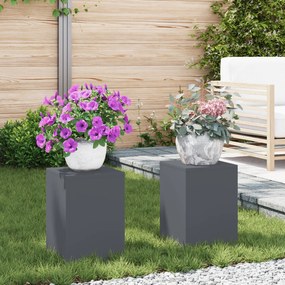 vidaXL Suportes para Plantas Outdoor Pilar 2 pcs Antracite 24x24x35 cm Aço