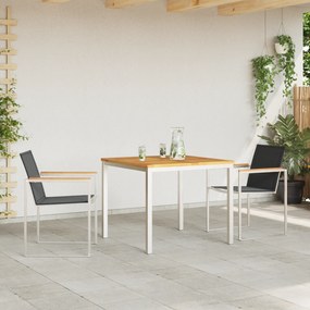 Conjunto de Jantar para Jardim vidaXL 3 Peças em Madeira Sólida de Tec