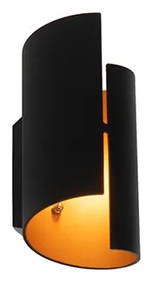 Aplique moderno preto com interior dourado - Faldo Moderno
