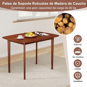 Mesa de jantar em madeira para 2-4 pessoas com pernas em madeira de borracha estilo rústico para espaços pequenos em apartamentos Castanho