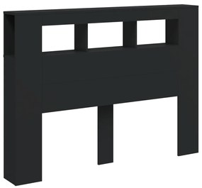 Cabeceira cama c/ LEDs 140x18,5x103,5 cm deriv. madeira preto