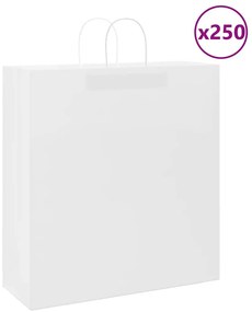 vidaXL Sacos de papel 250 unid com alças branco 45x17x48 cm
