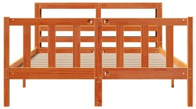 Estrutura cama c/ cabeceira 140x200cm pinho maciço castanho-mel