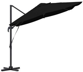 Guarda-Sol Cantilever Roma Preto 352x251x260 cm em Alumínio