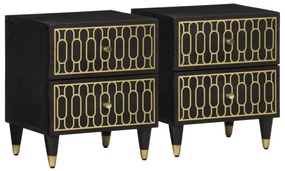vidaXL Mesas de cabeceira 2 pcs 40x33x46 cm madeira mangueira maciça