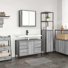 Conjunto de Móveis para Banheiro 2 Peças vidaXL Cinza Sonoma Madeira E