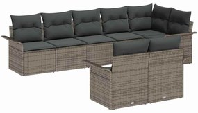 Conjunto de Sofás de Jardim de 8 Peças com Almofadas Cinzas de Rattan