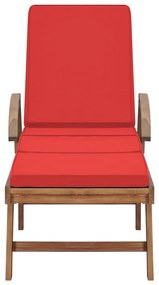 Espreguiçadeiras c/ almofadões 2 pcs teca maciça vermelho