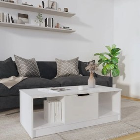 vidaXL Mesa de centro 102x50x36 cm madeira processada branco brilhante