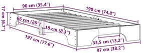 Cama 90x190 cm de madeira de pinho sólido