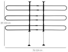 Grade de Segurança Carro para Cães Ajustável 150x9x76-124 cm Grade de Segurança Universal para Porta Malas para Carros Grade de Segurança de Aço Preto