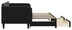 Sofá-cama com gavetão e gavetas 90x200 cm veludo preto